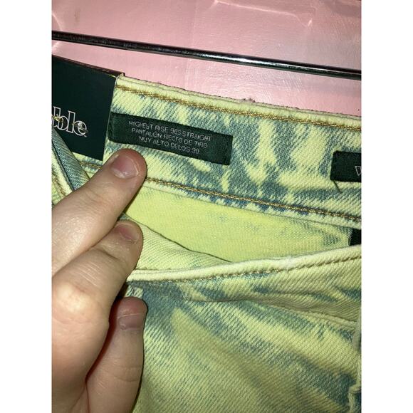 NWT Wild Fable yellow acid wash style Highest rise 90's straight jeans size 14 - Picture 6 of 8